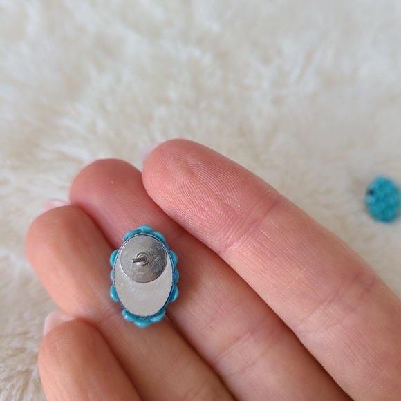 Bright Blue Stud Earrings - Picture 3 of 4